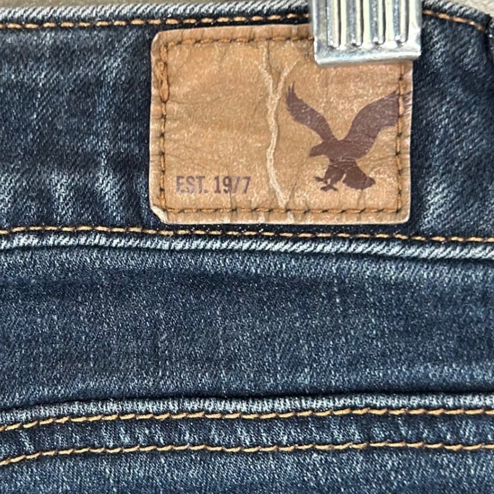 American Eagle Skinny Super Stretch Dark Wash Blue Jeans Women's 4 Long Low Rise - Picture 8 of 9